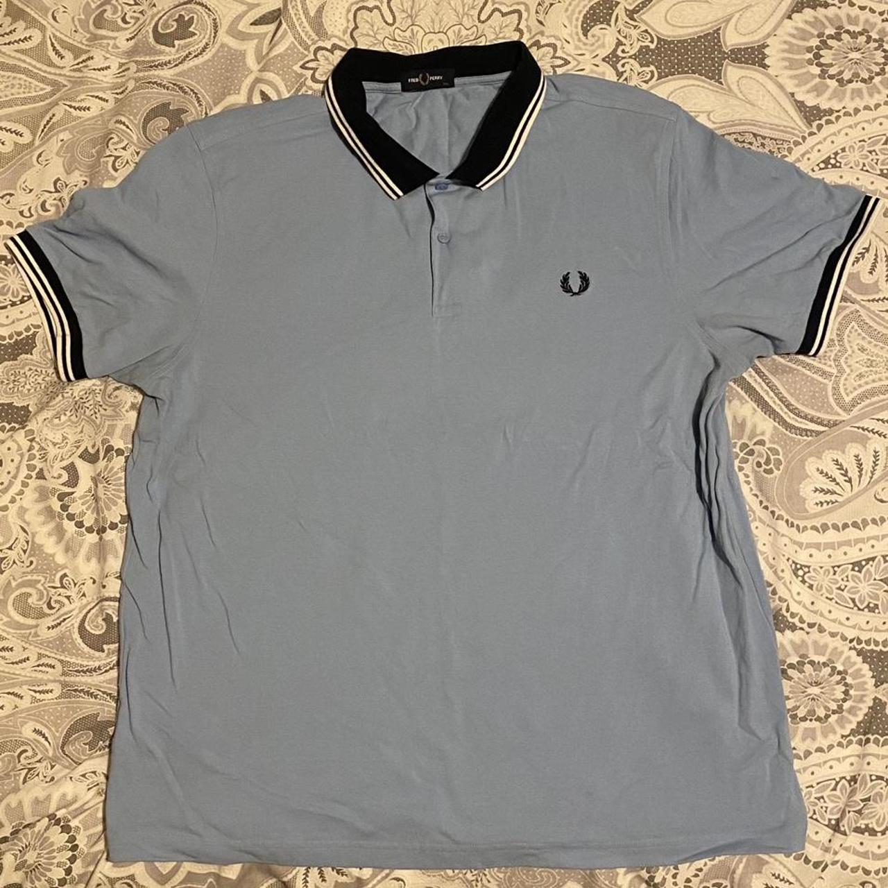 Mens Fred Perry polo in light blue, worn once so... - Depop