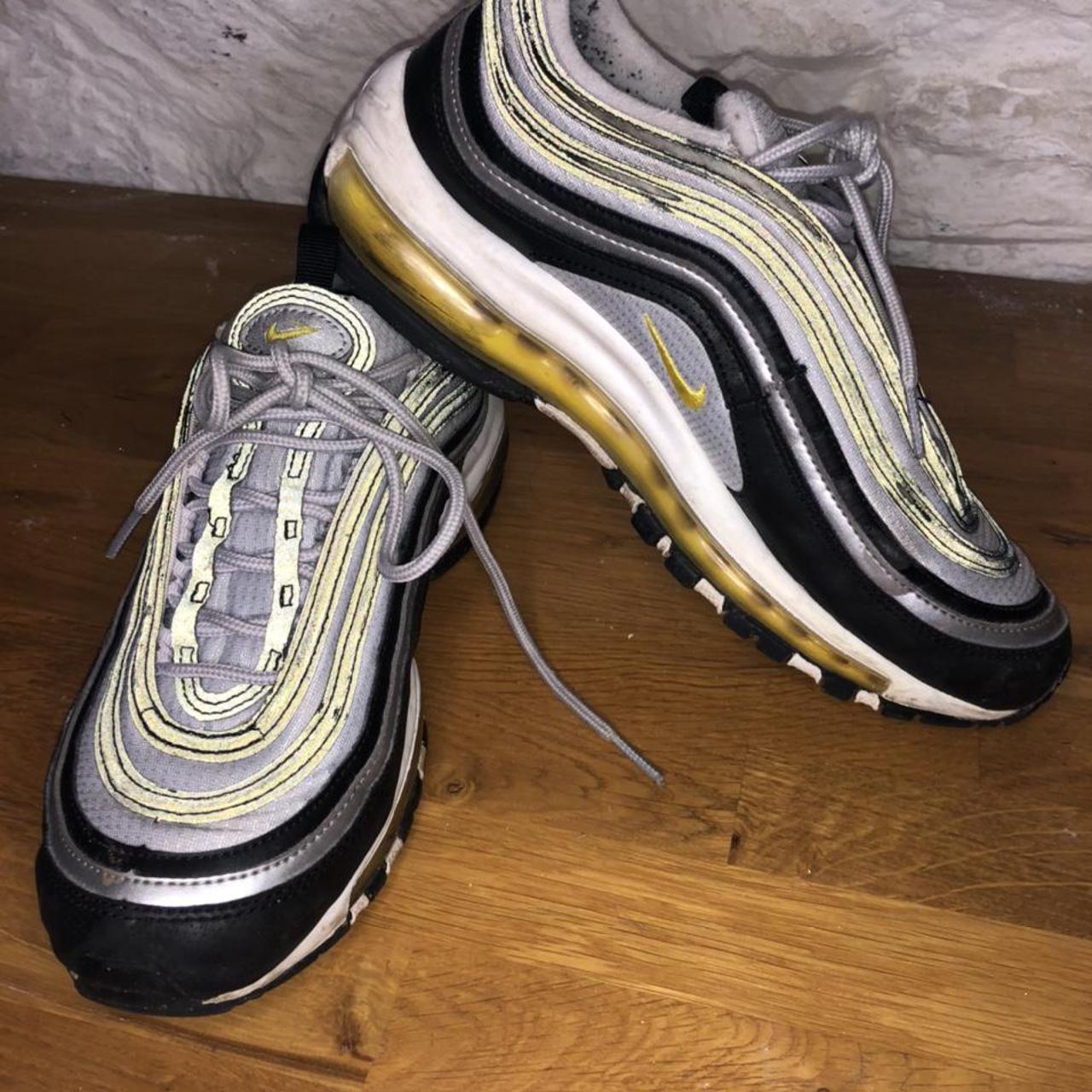 Nike air max 97s, silver/grey/navy/yellow. UK size 5... - Depop