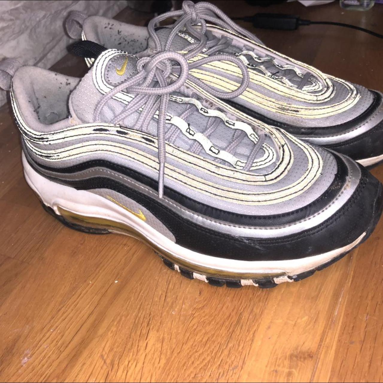 Nike air max 97s, silver/grey/navy/yellow. UK size 5... - Depop