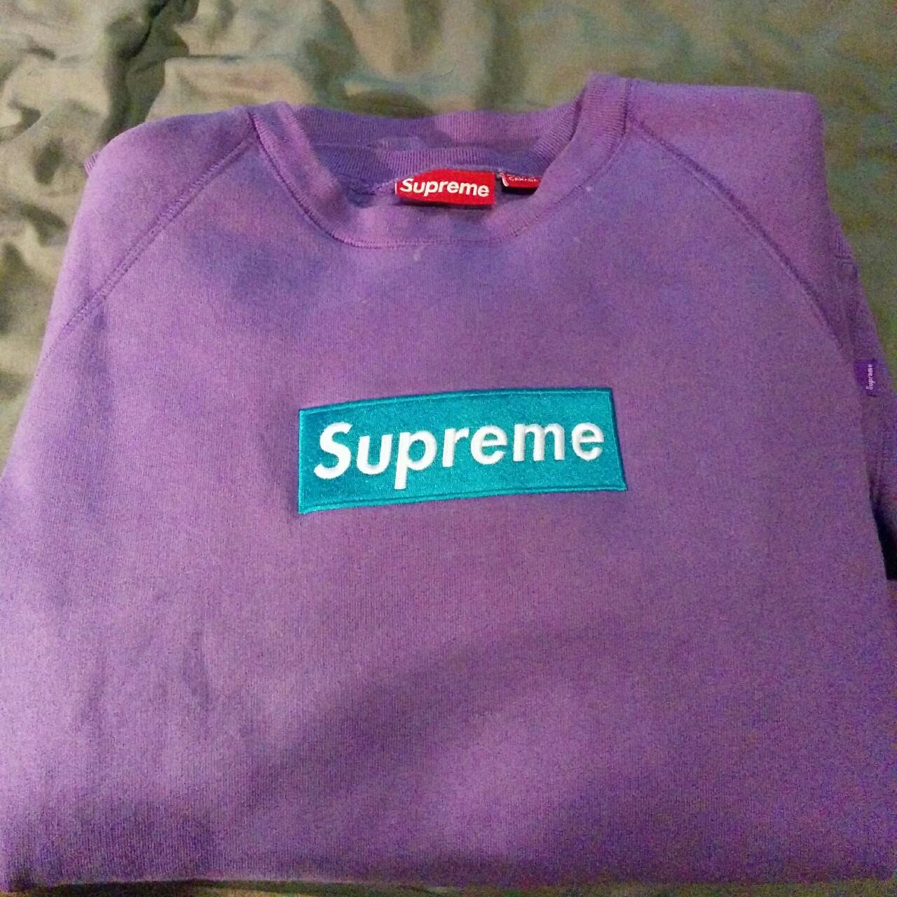 RIDICULOUSLY RARE supreme crew neck teal and purple Depop