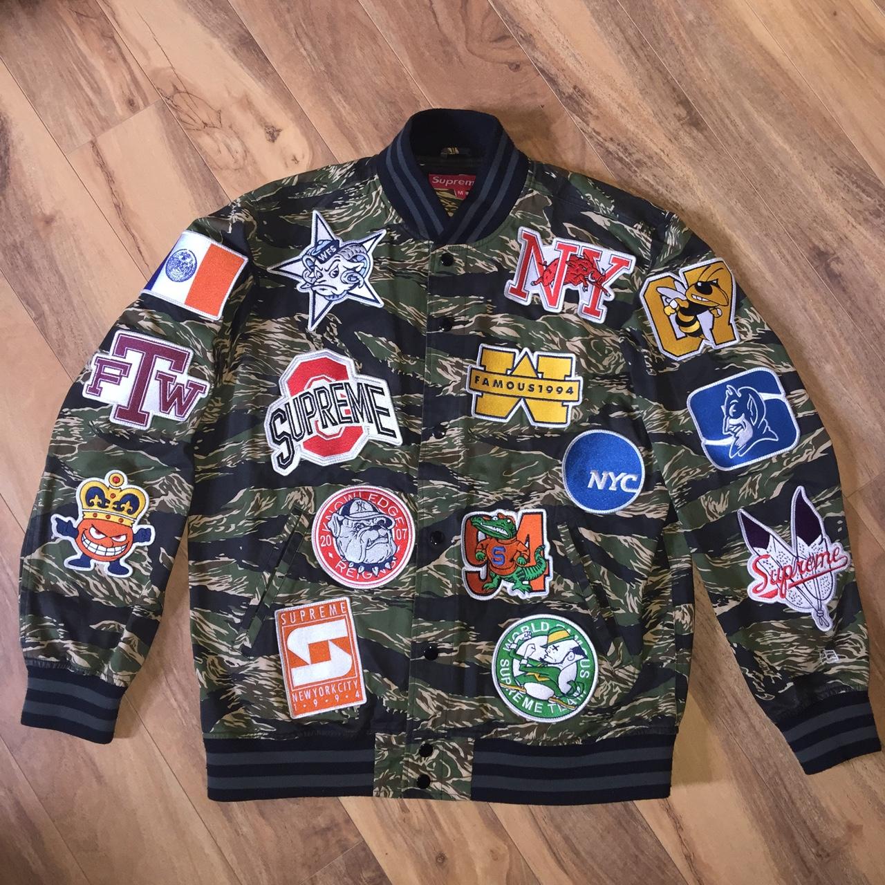 Supreme 2007 NCCA Varsity Jacket - Tiger Camo Very... - Depop