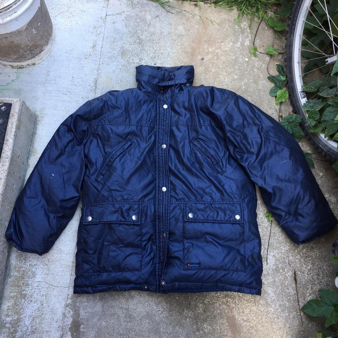 navy blue bomber jacket / down jacket. meaning it is... - Depop