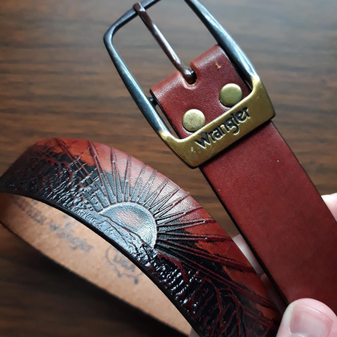 Vintage Harley Davidson Belt Buckle and Tooled Leather Belt