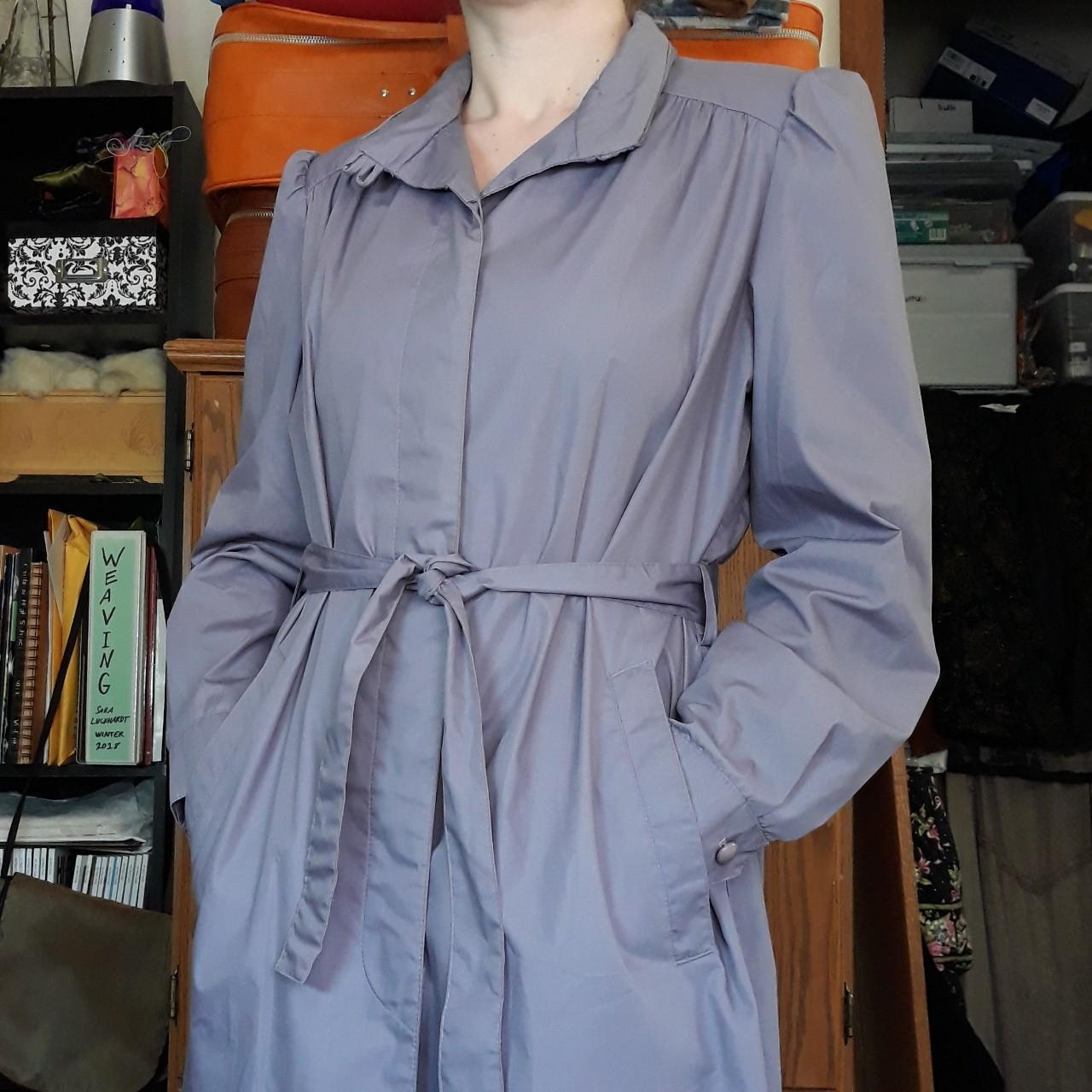 Vintage 80s lavender long trench coat by bonders... - Depop