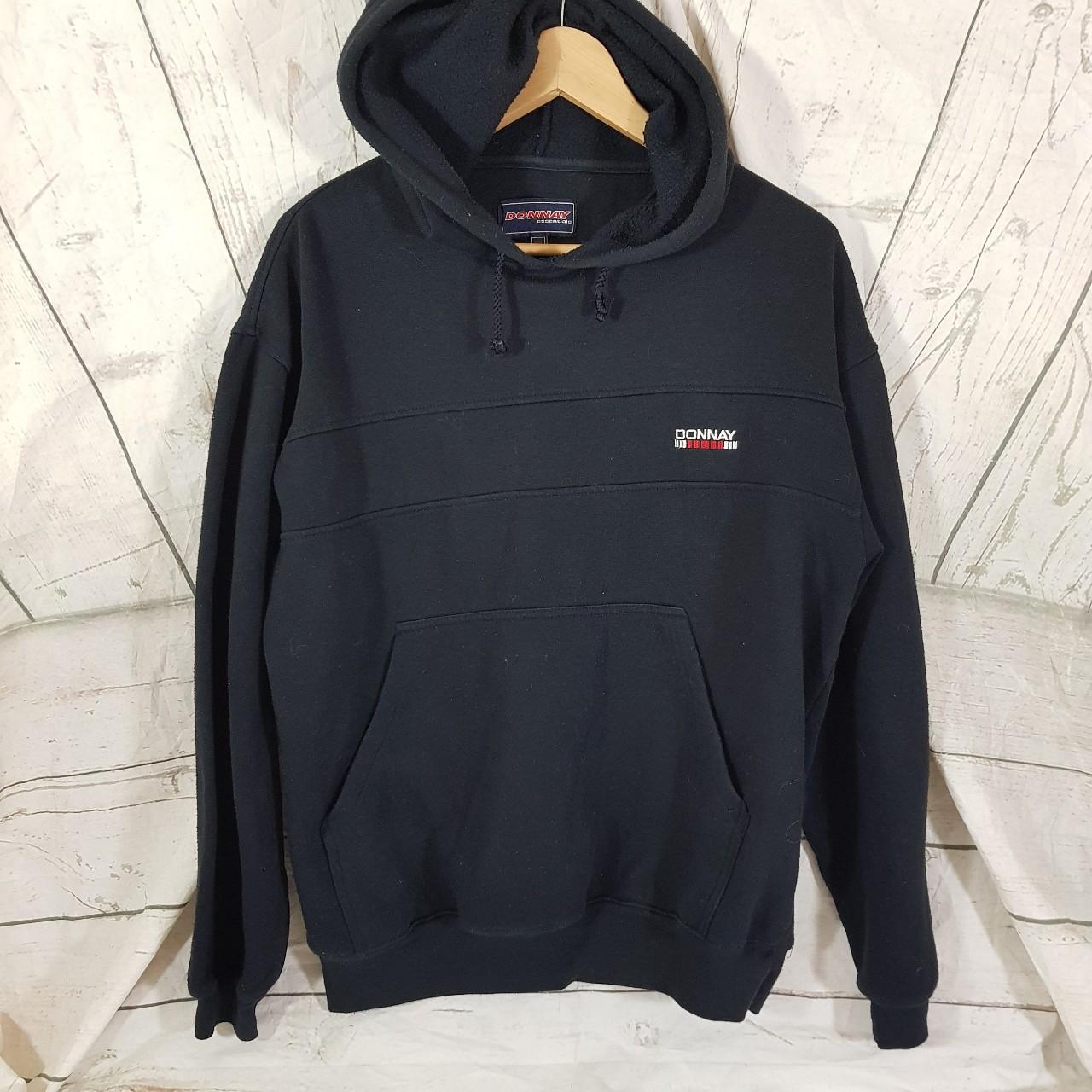 Donnay black hoodie with embroidered logo and. Depop