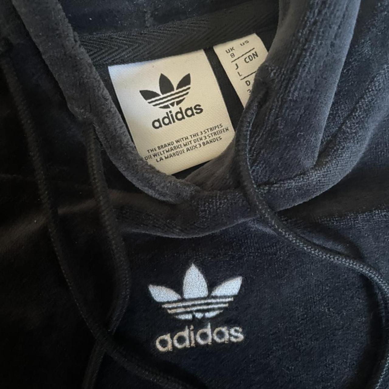 Adidas originals black velvet cropped hoodie, only... - Depop