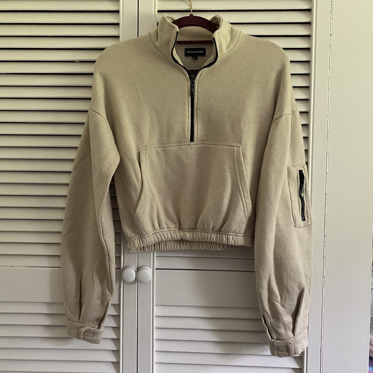 Plt cream 3/4 zip up oversized cropped