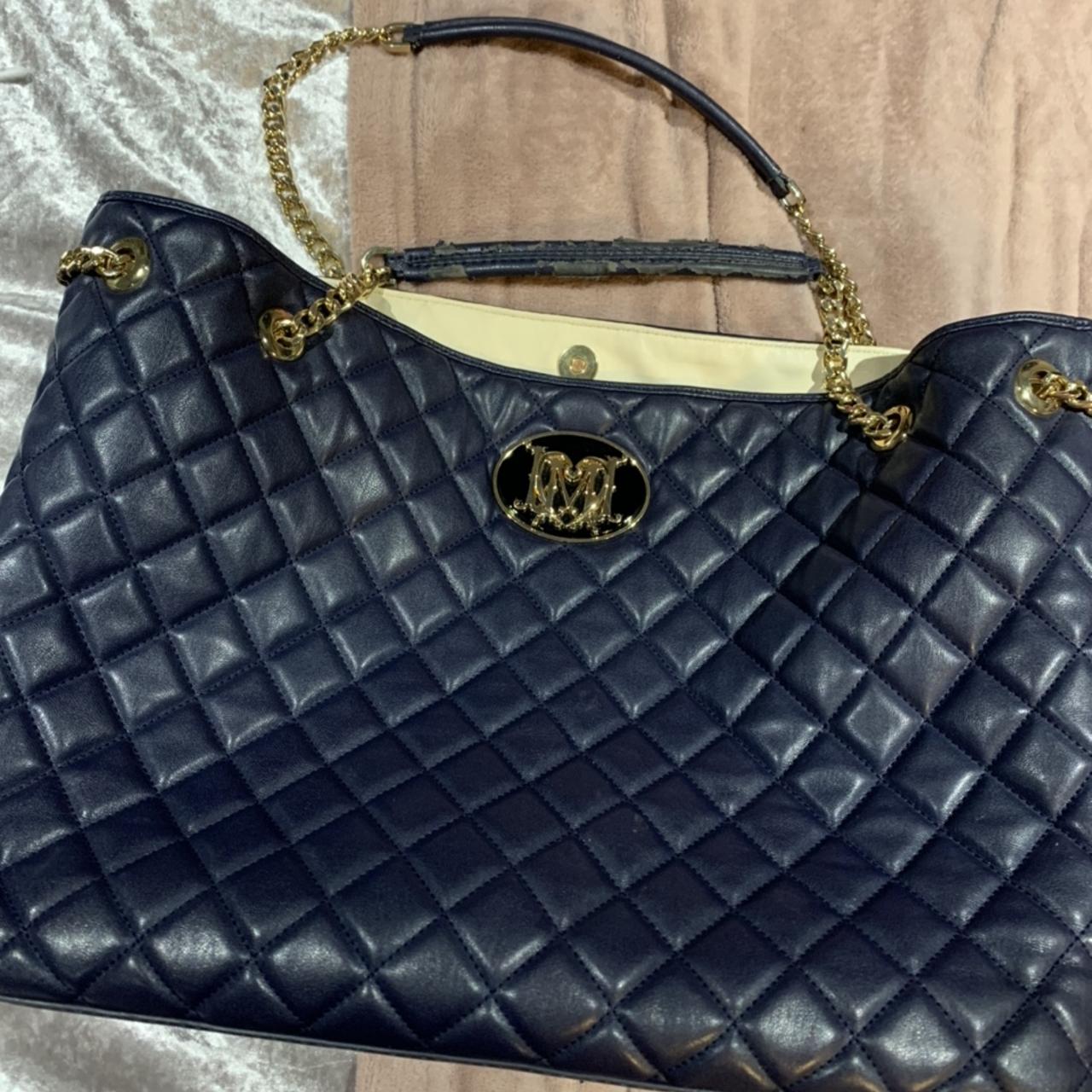 Genuine Navy Blue Moschino chain hand quilted... - Depop