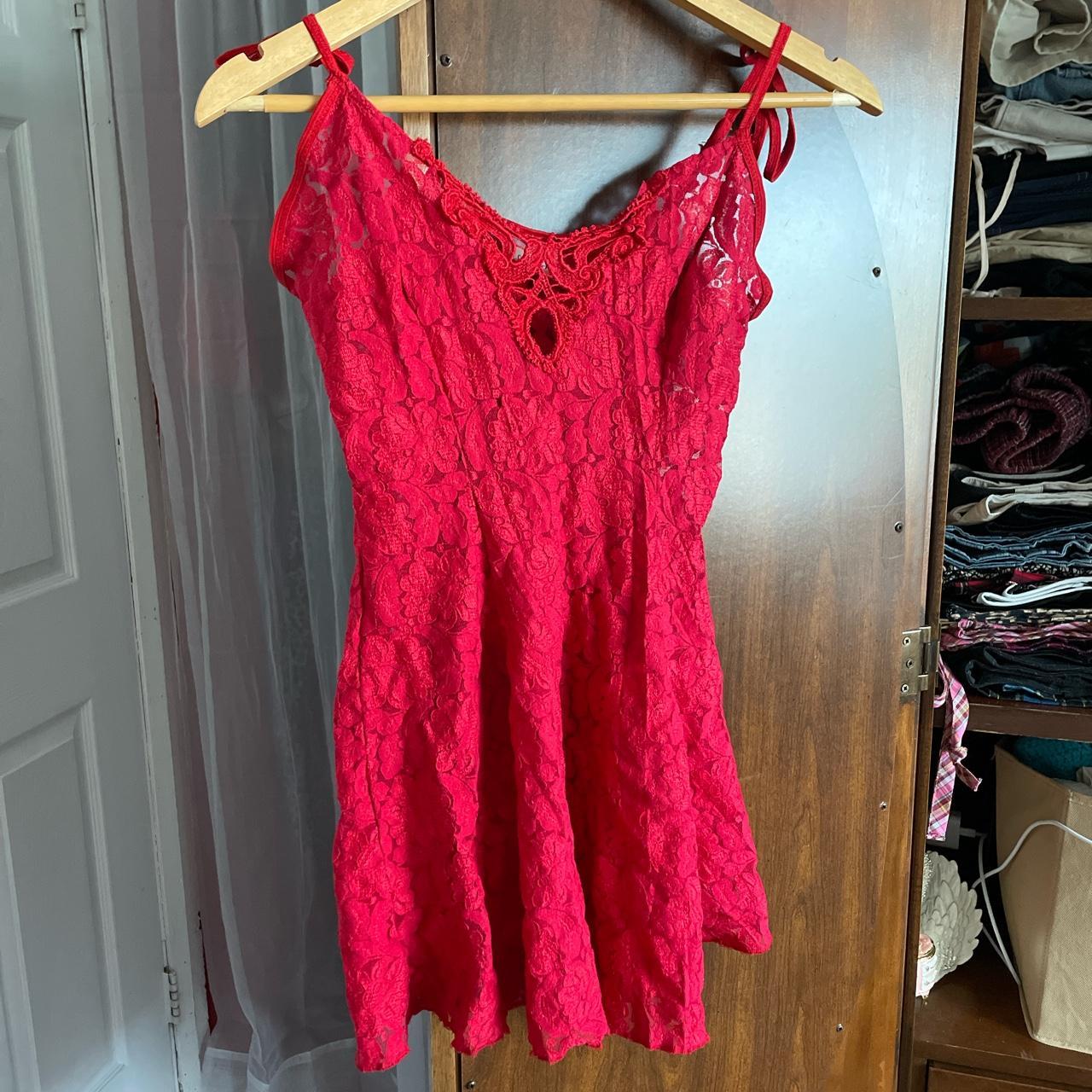 Fredericks of Hollywood red lace dress the straps... - Depop