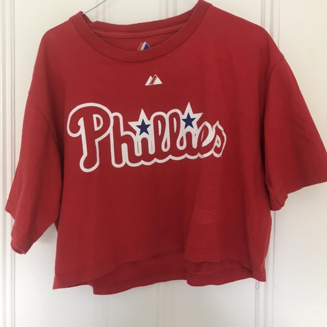 00's MLB Philadelphia Phillies Custom Crop T Shirt - Depop