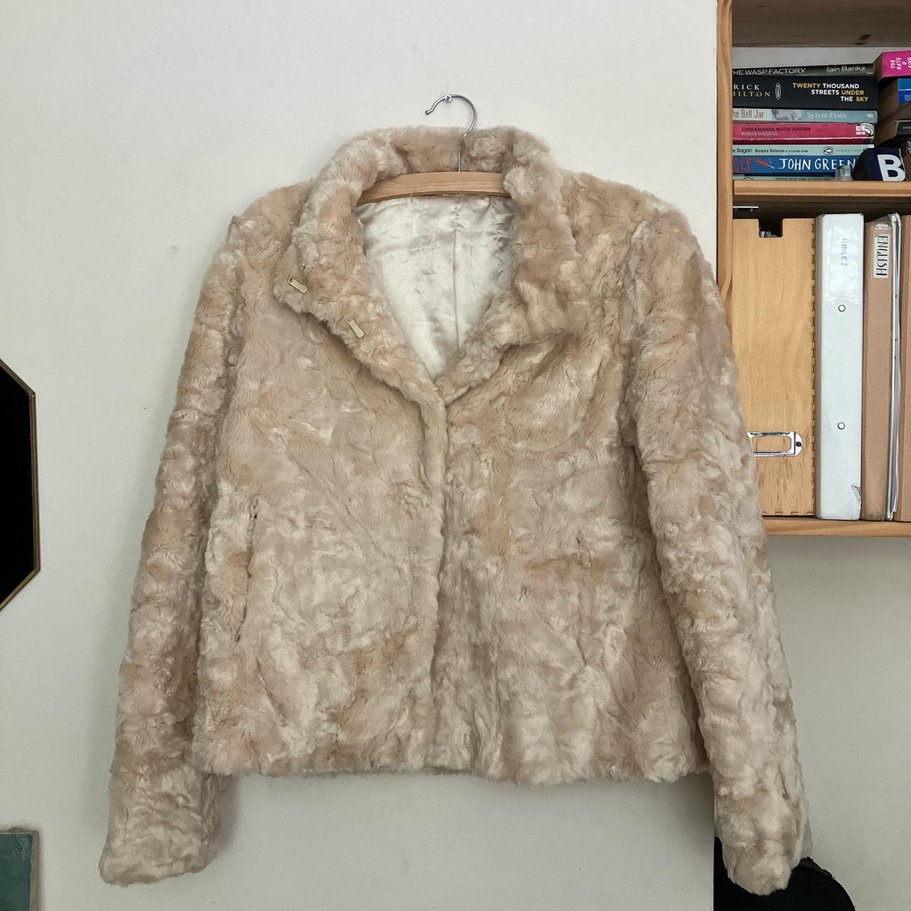 Oasis pink store fur coat