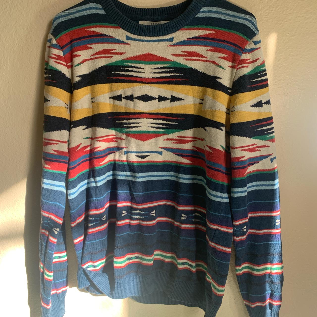 H&M holiday sweater with tribal inspired... - Depop