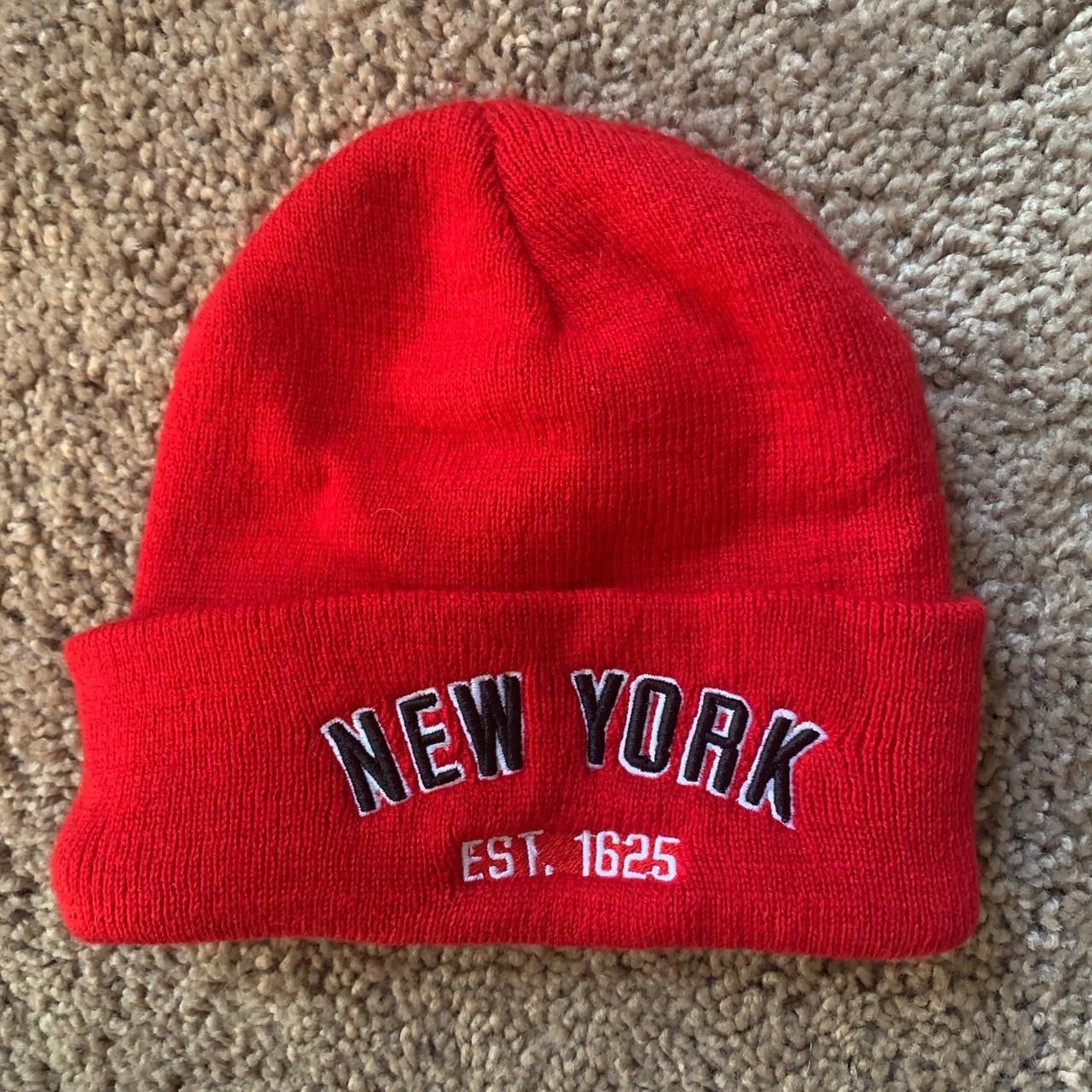New York beanie red worn once FREE SHIPPING #red... - Depop