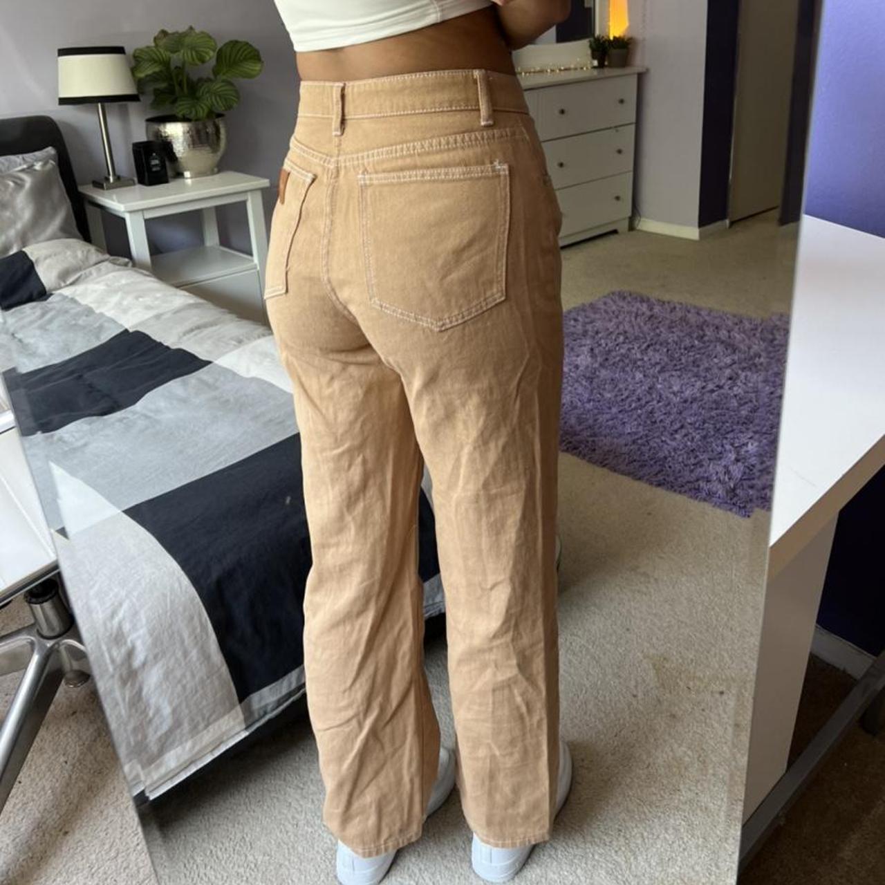 Perfect straight leg cargo/denim pants with white... Depop