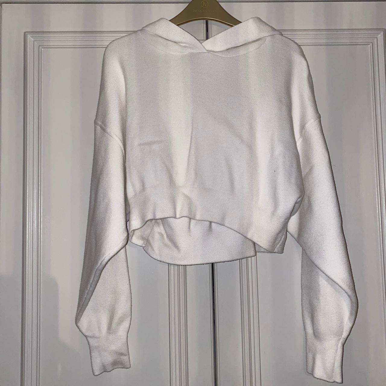 Zara white cream cropped hoodie. The thick fab... Depop