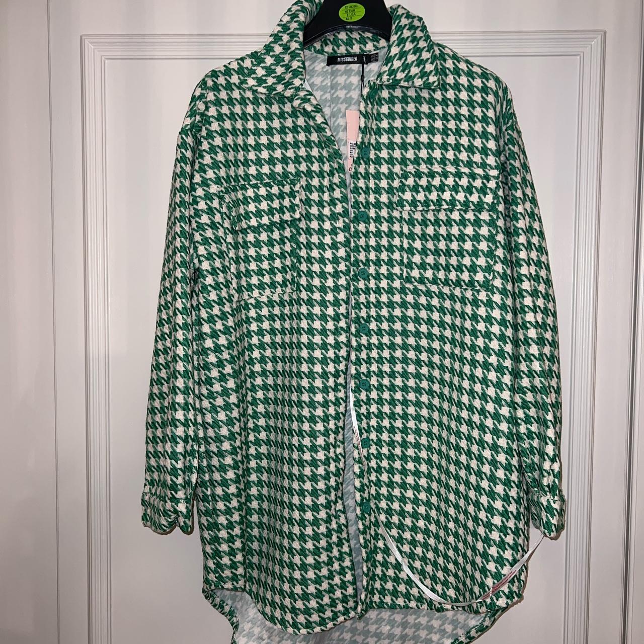 Missguided green dogtooth shirt dress