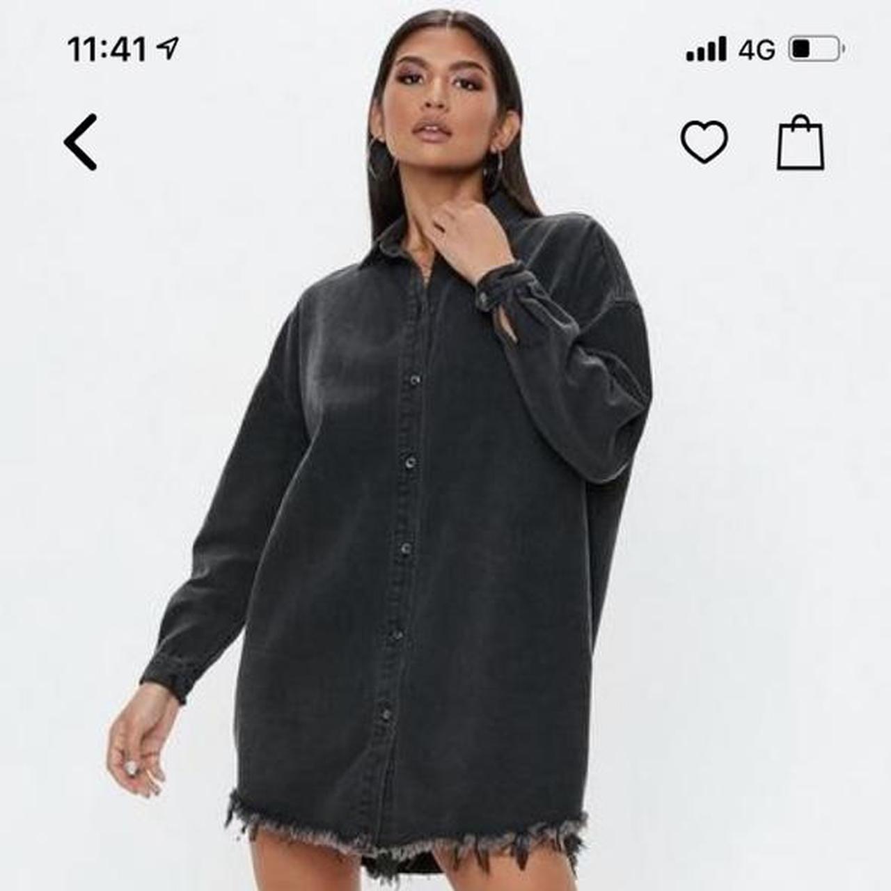 Missguided Black Oversized Denim Shirt Dress Size Uk Depop