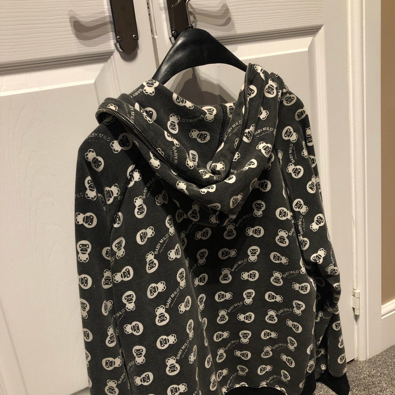 all over print baby milo bape hoodie, size large but... - Depop