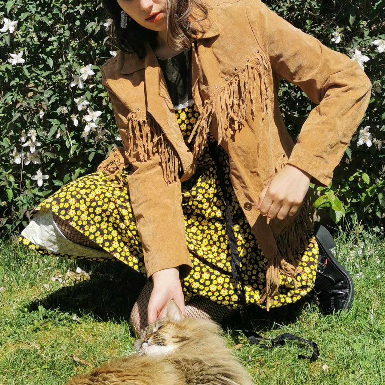 tan suede tassel jacket by ASOS real leather, lined... Depop