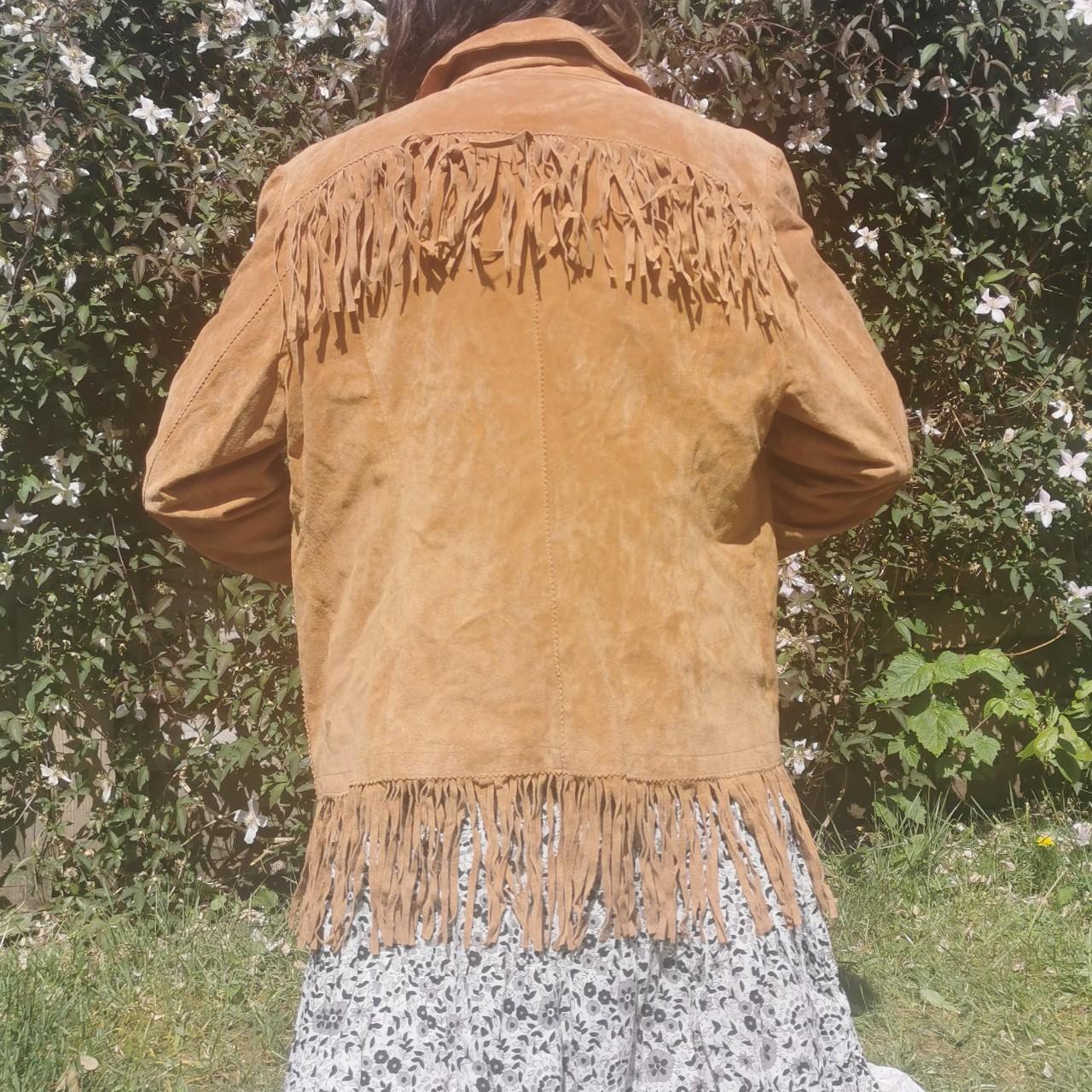 tan suede tassel jacket by ASOS real leather, lined... Depop