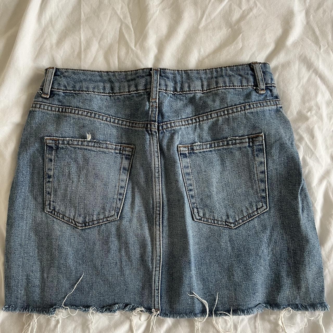 Topshop denim skirt with flower embroidery. No... - Depop