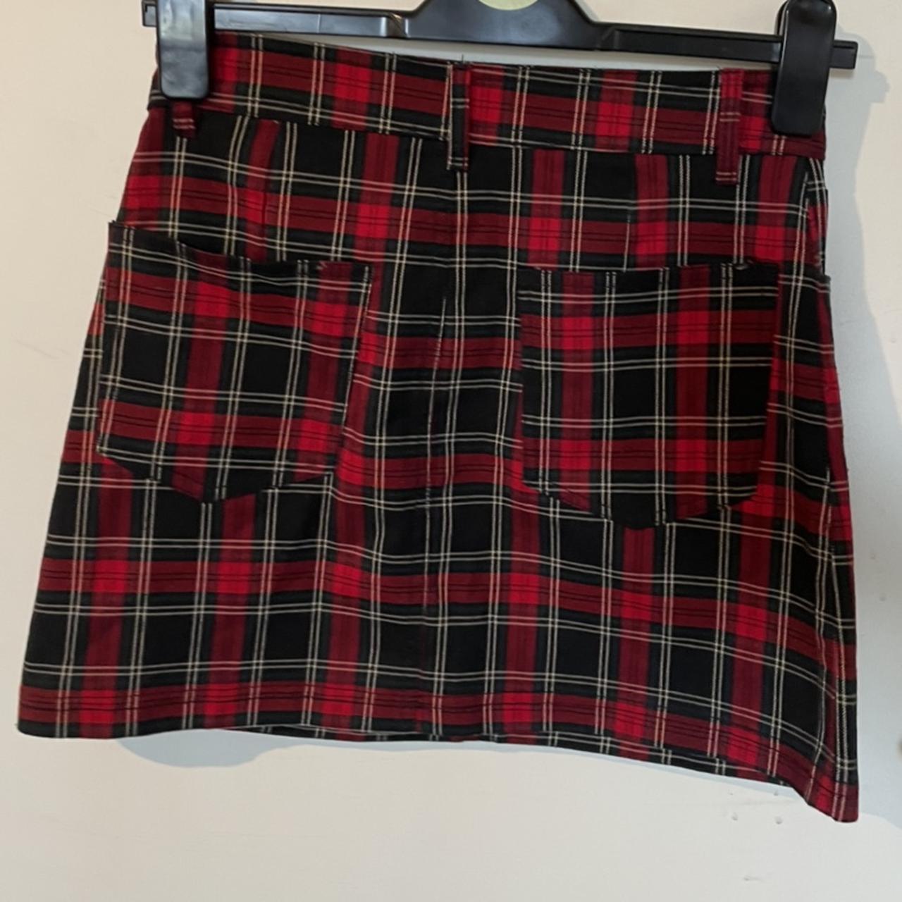 Forever 21 tartan plaid checked red skirt size small... - Depop