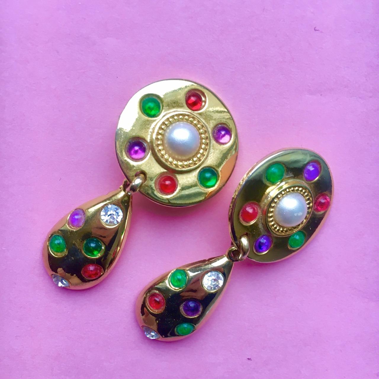 Super vintage ugly fake diamonds bling bling earrings