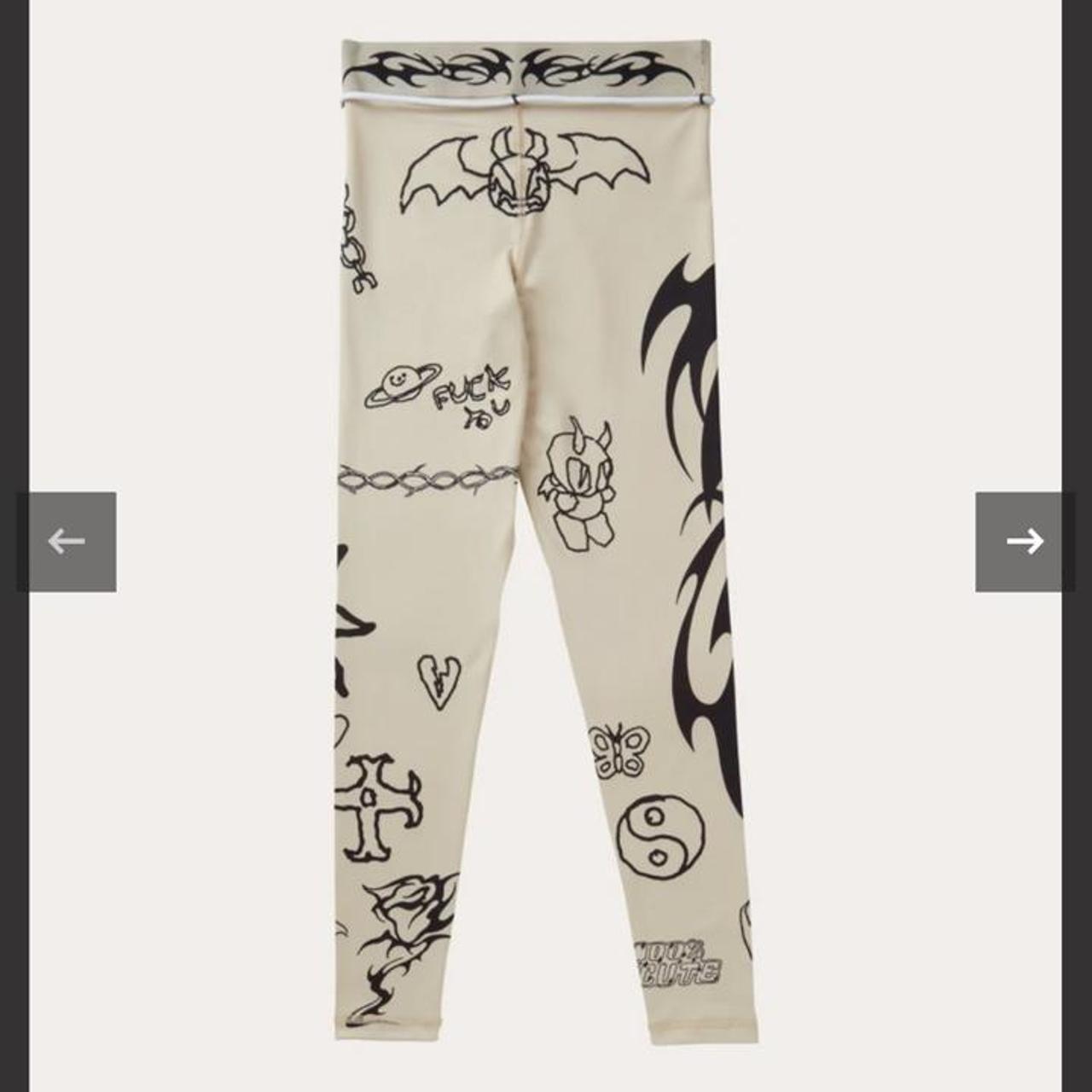 Dropdead Women's Cream and Black Leggings (2)