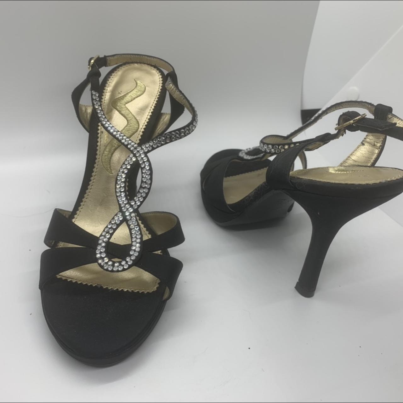 Very cute black silver prom heels shoes size 6 1/2... - Depop