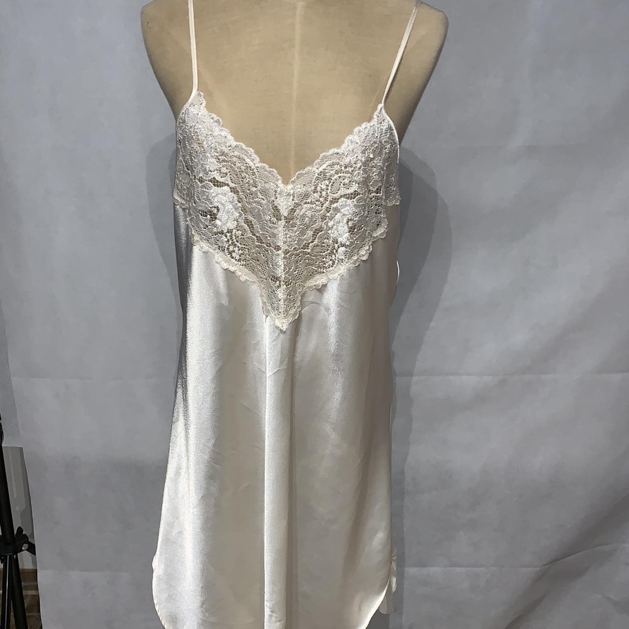 Alexandra Nicole polyester lace champagne nightgown... - Depop