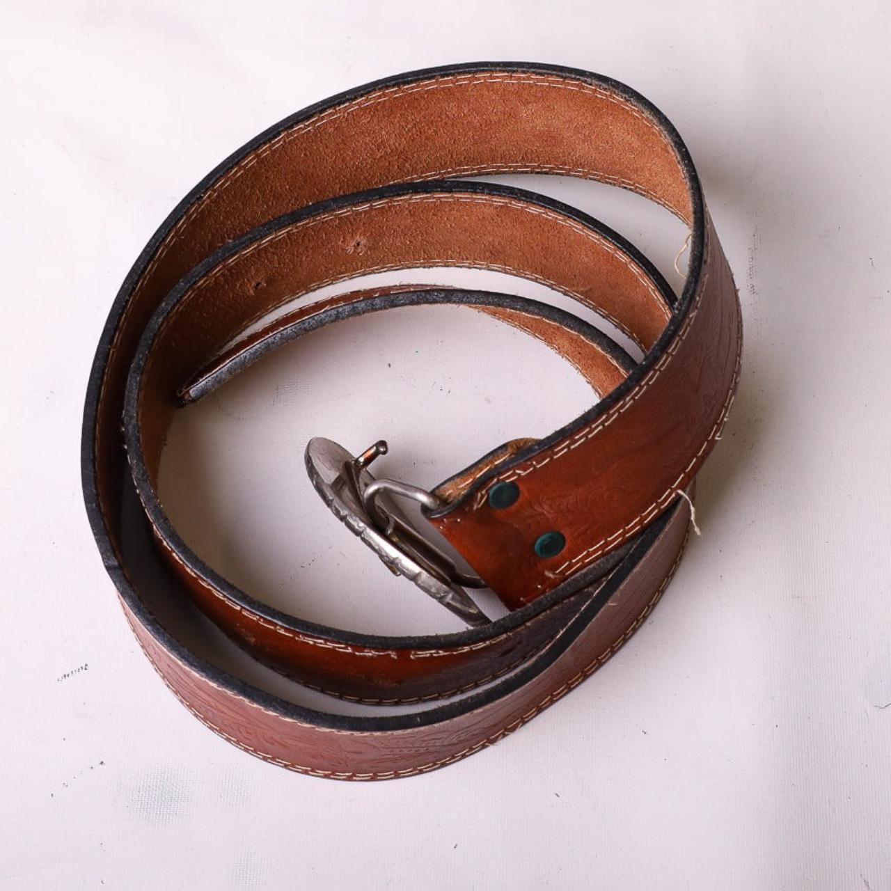 Vintage Giorge Armani Leather Belt in Brown• Size on... - Depop