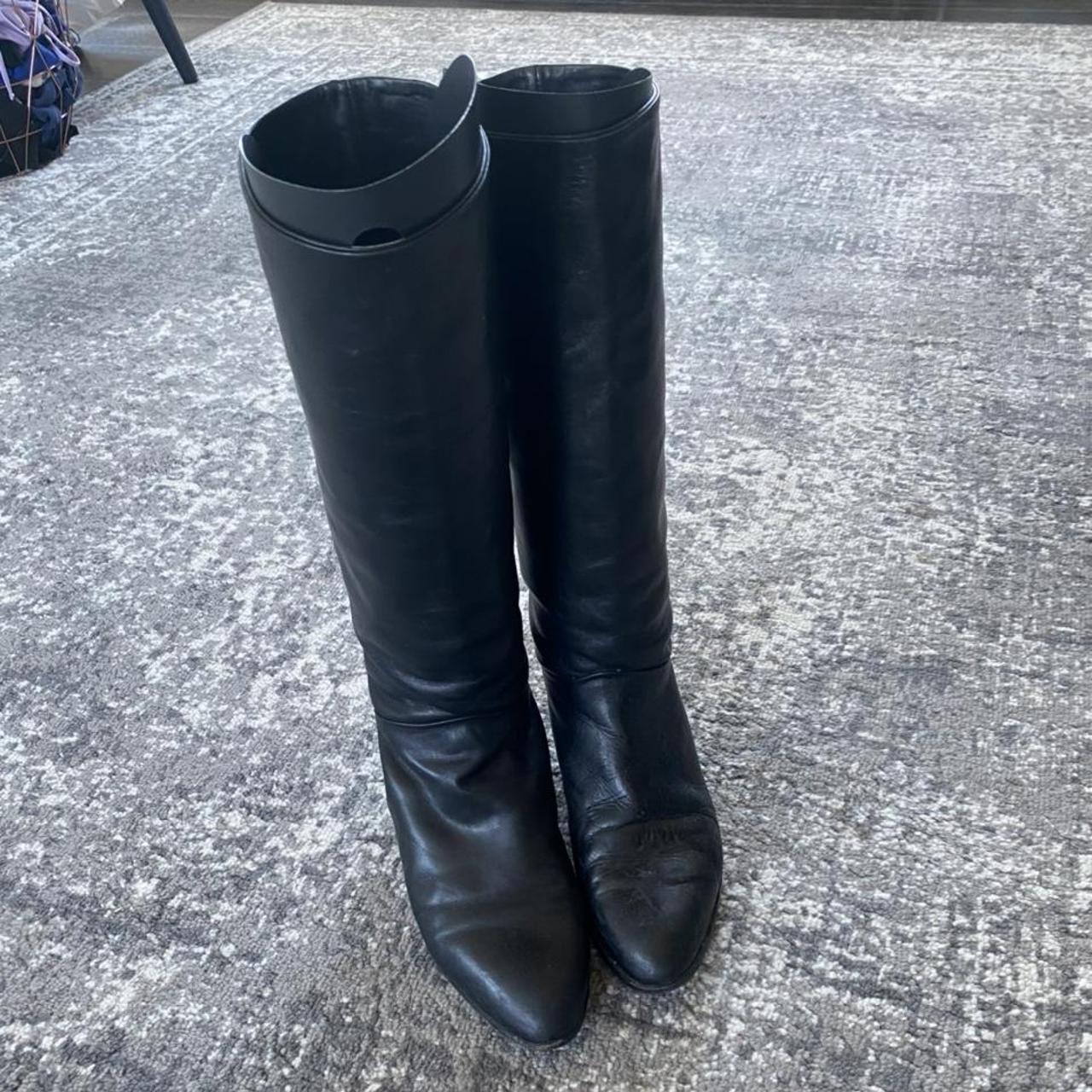 PRICE JUST REDUCED! black real leather knee high... - Depop