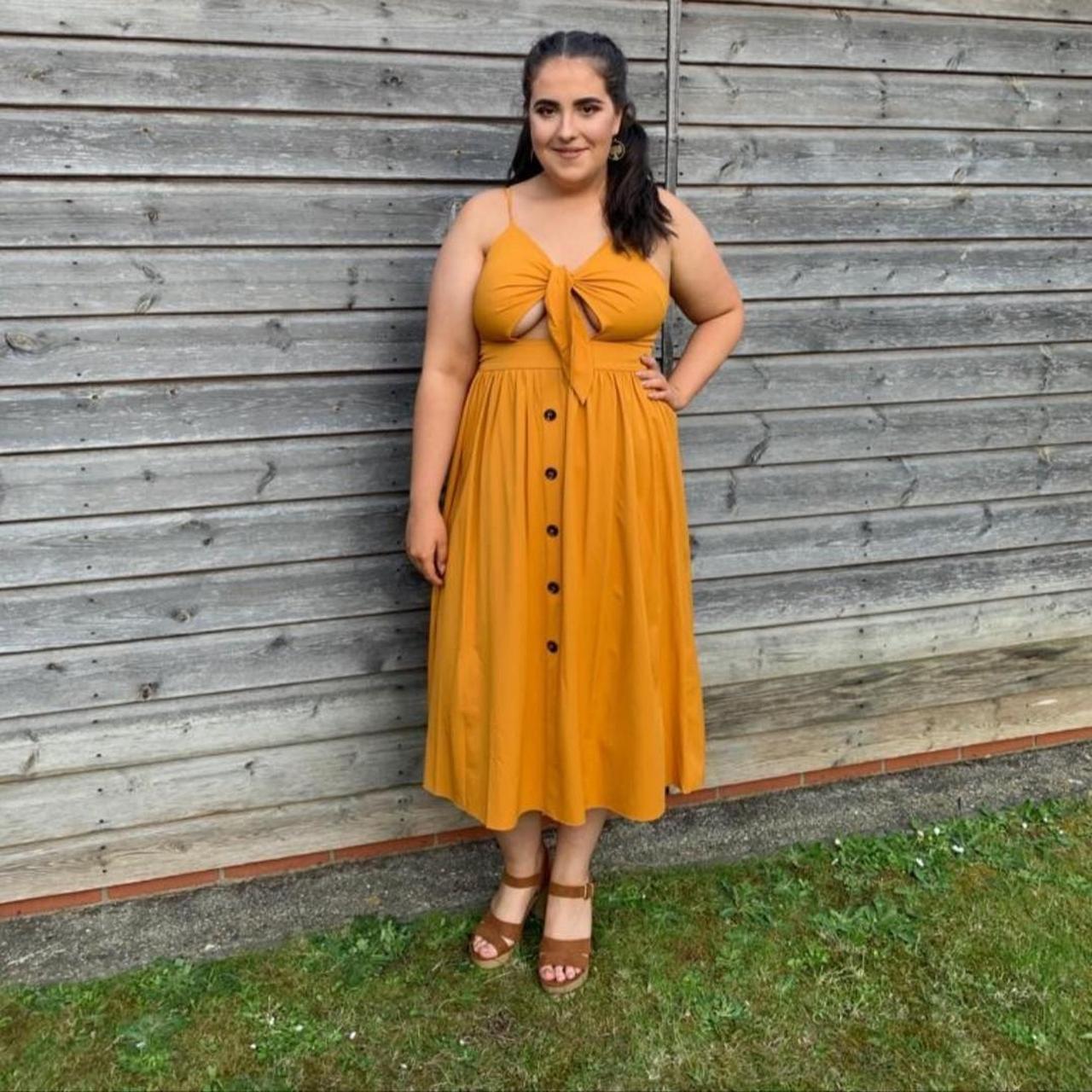 Plus size best sale yellow midi dress