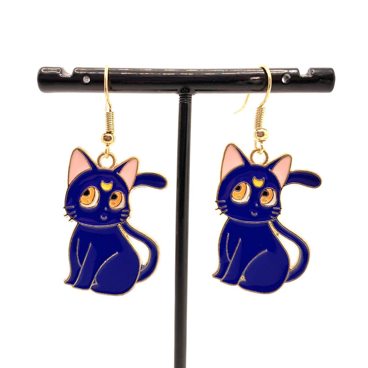 Sailor moon Luna cat earrings 3 cm long charms... Depop