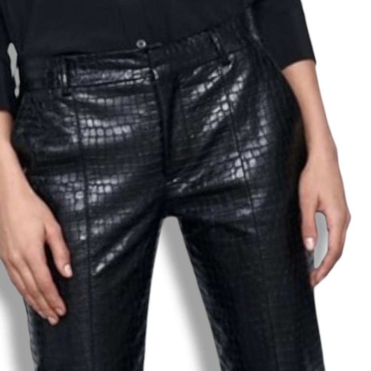 Zara croc effect faux leather trousers Size S Depop
