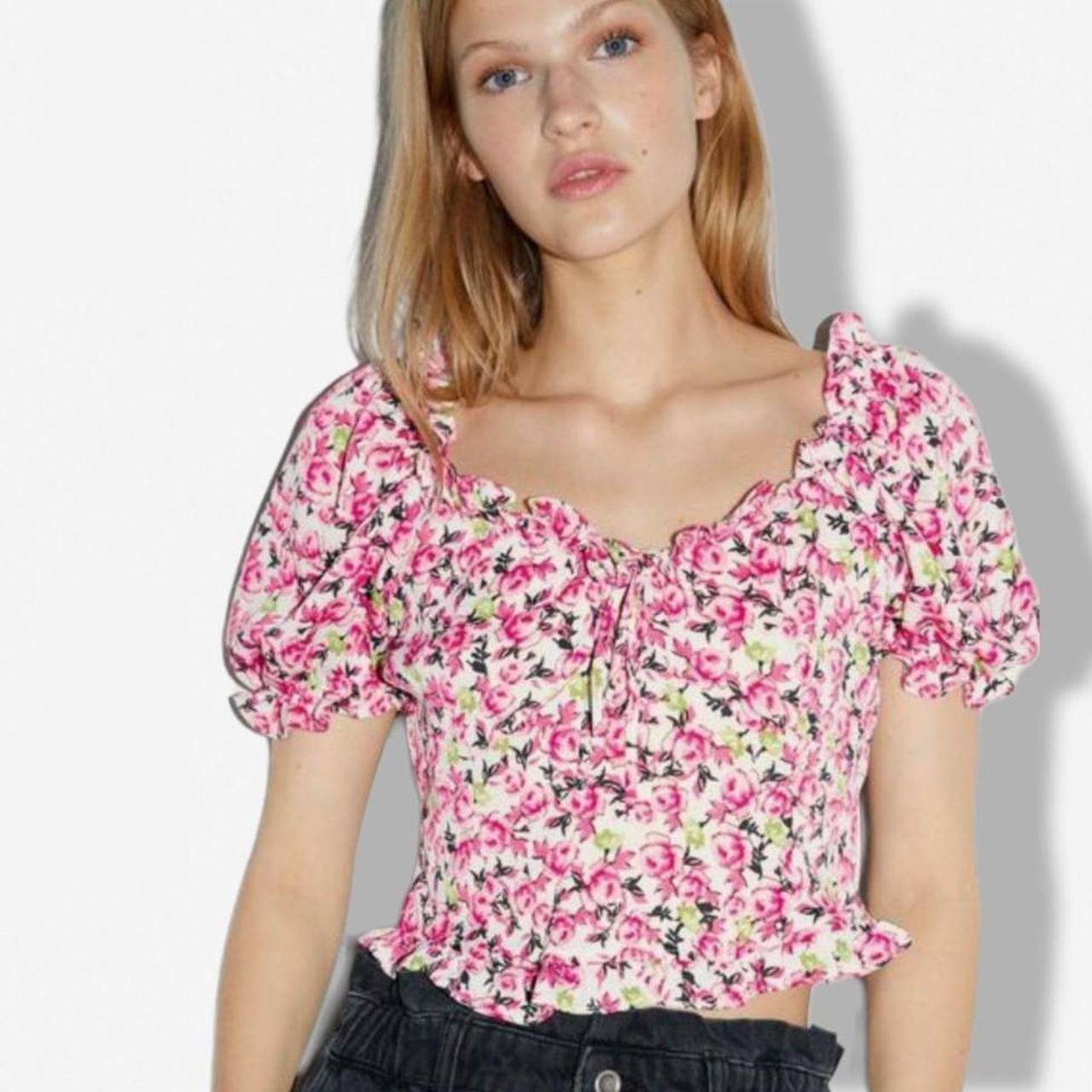 Cute zara floral printed ditsy top. Size M UK 10. Depop
