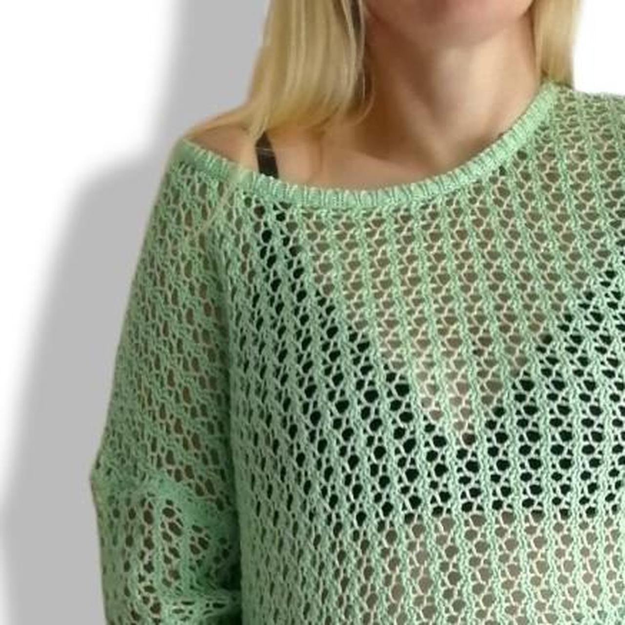 Green crochet y2k jumper. Sweater. Will fit UK 8 10... Depop