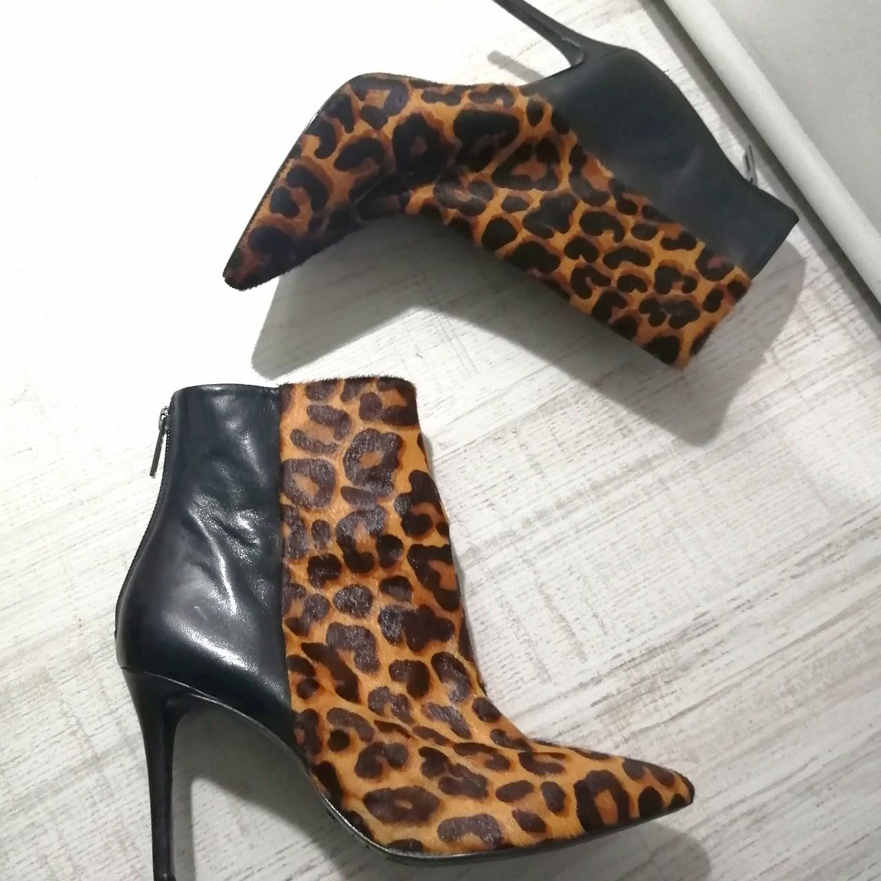 Shutz animal leopard print ankle high heel boots Depop