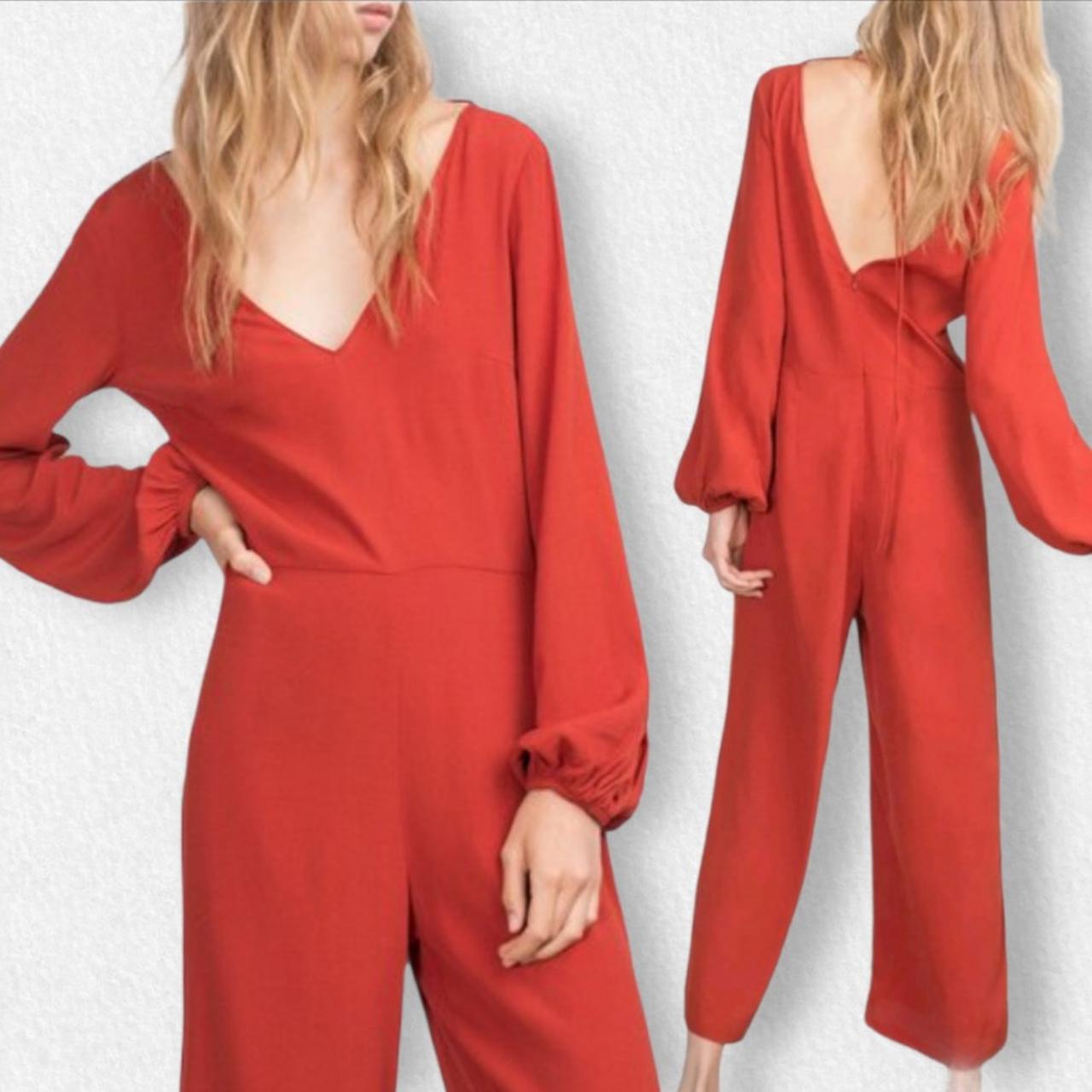 Zara burnt orange jumpsuit. Size S UK 8 Eur... Depop