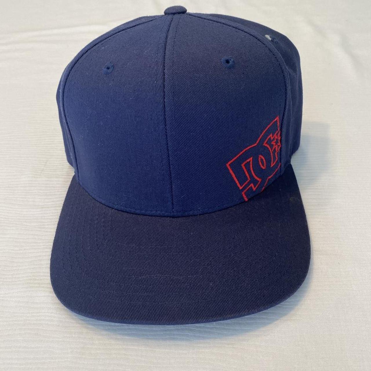 DC Skateboarding Snapback Flat Bill Hat Navy Red One... - Depop