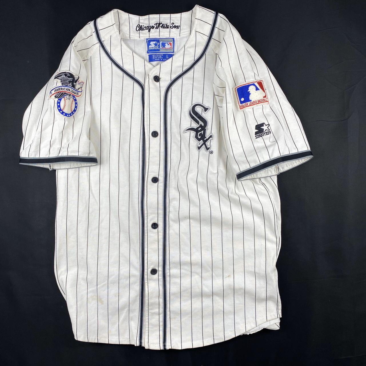 90s STARTER CHICAGO WHITE SOX SEWN JERSEY SIZE TAG... - Depop