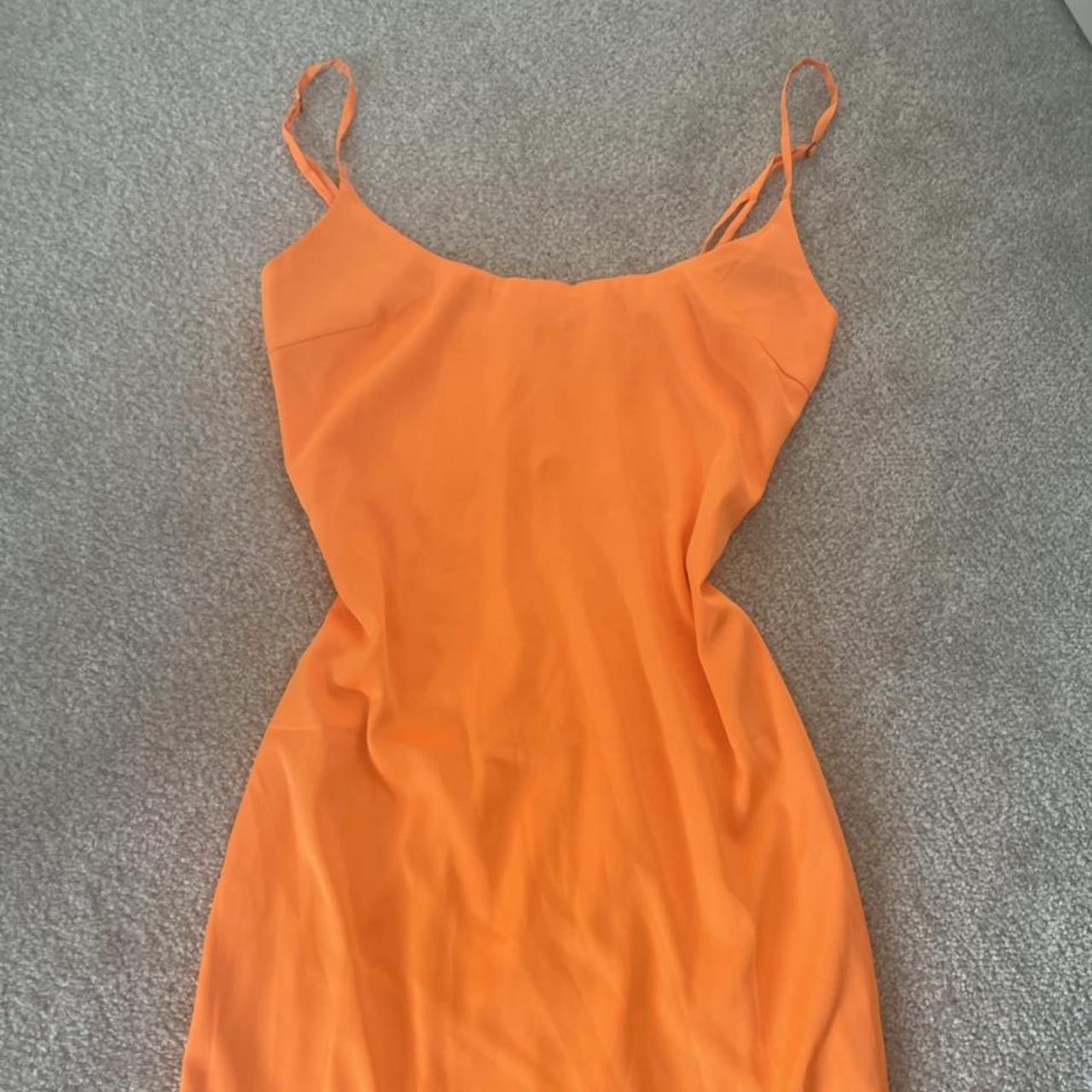 Oh polly neon orange dress, fitted dress. Perfect... Depop