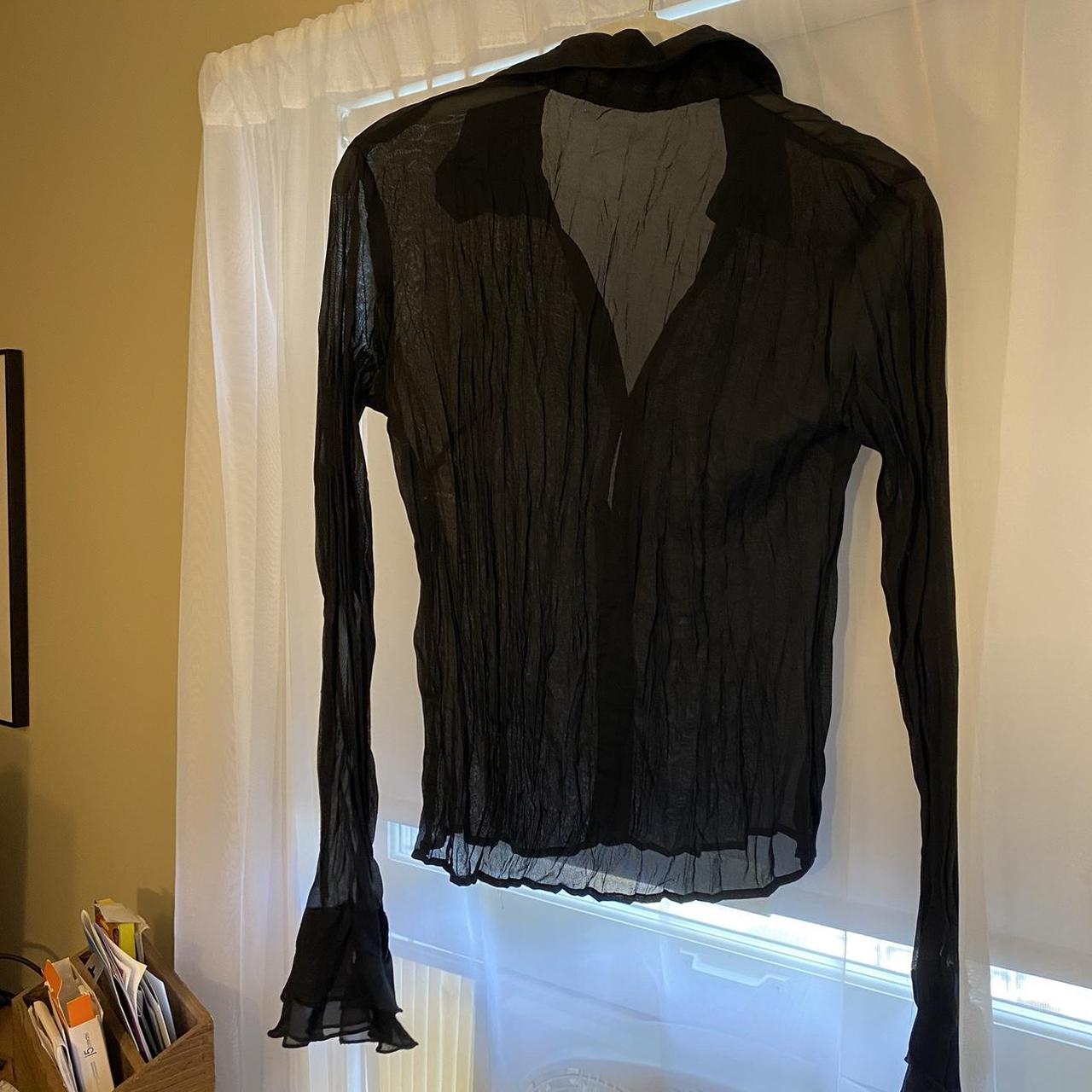 Vintage sheer black button up sheertop... Depop