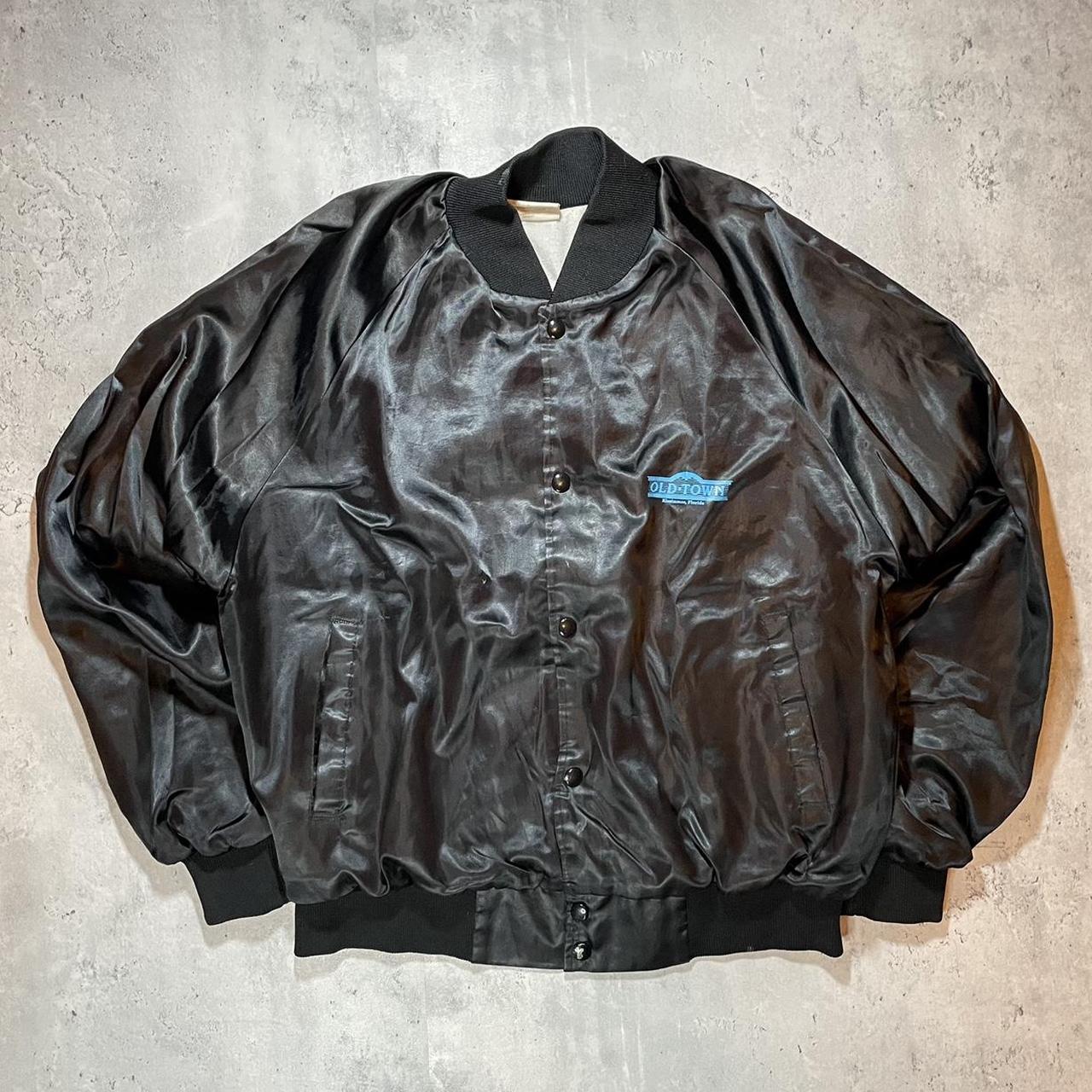 Vintage Bomber Jacket 80s Old Town Satin Black... - Depop