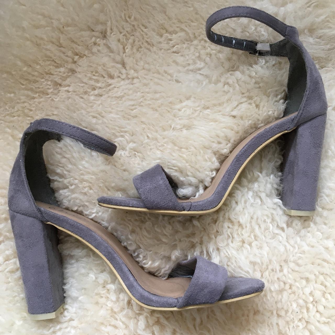 Lightly worn grey faux suede heels , not actually... - Depop