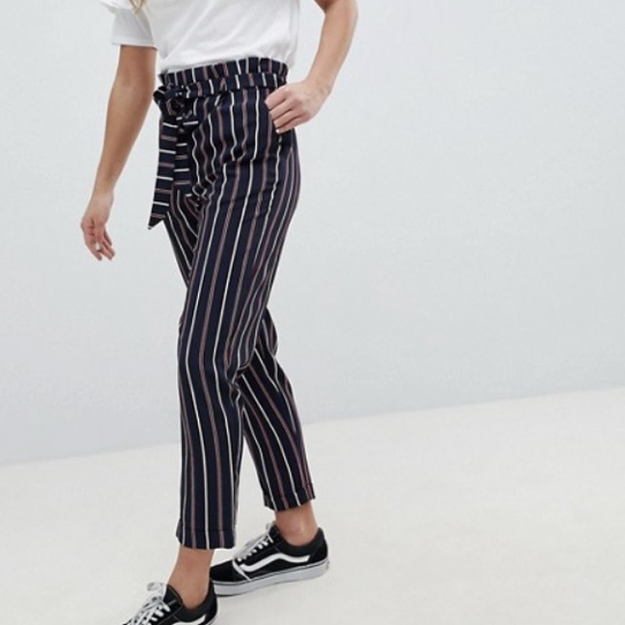 Pull and bear paper bag peg leg striped