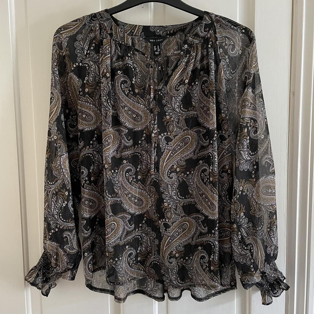 New Look Women's Black and Gold Blouse | Depop