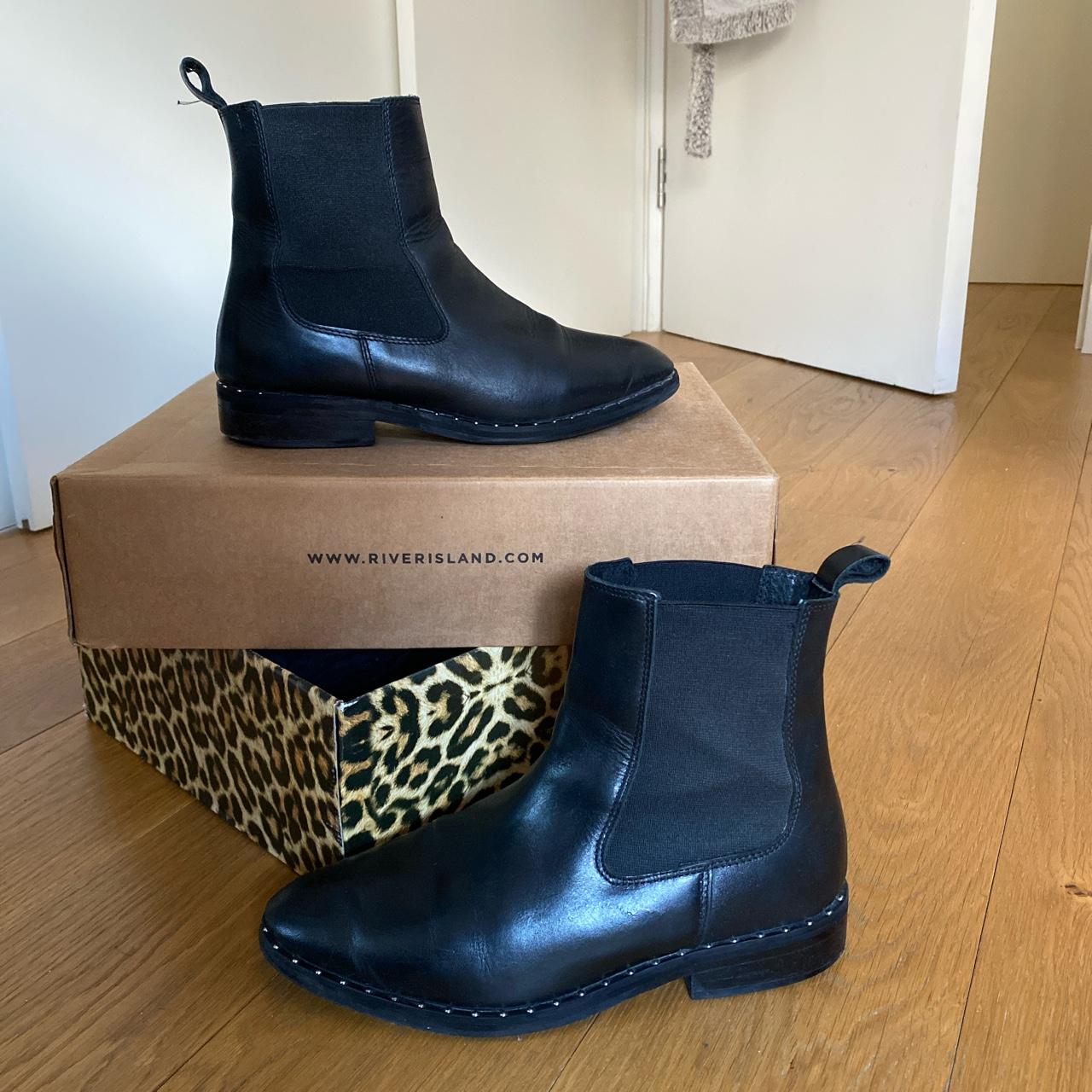 River island black leather best sale ankle boots