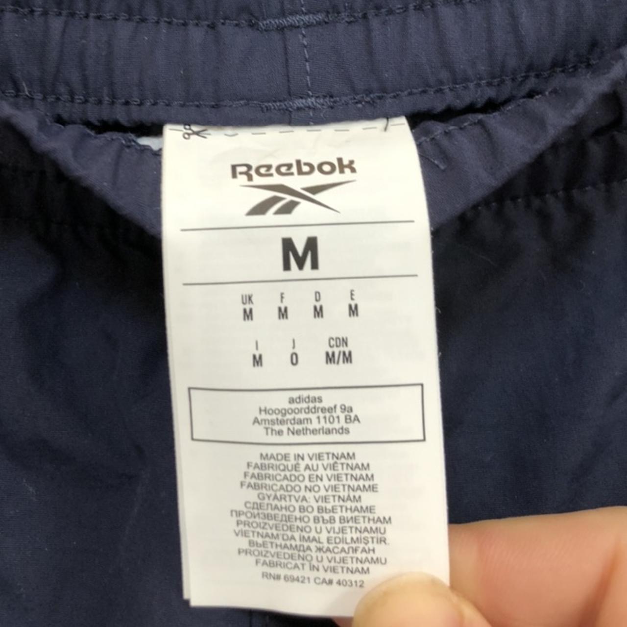 Reebok men’s navy sport shorts, white logo. Size M... - Depop