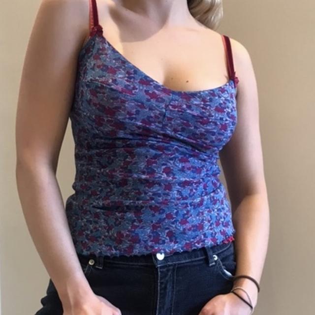 The cutest 90s mesh cami top with two layers - pink - Depop